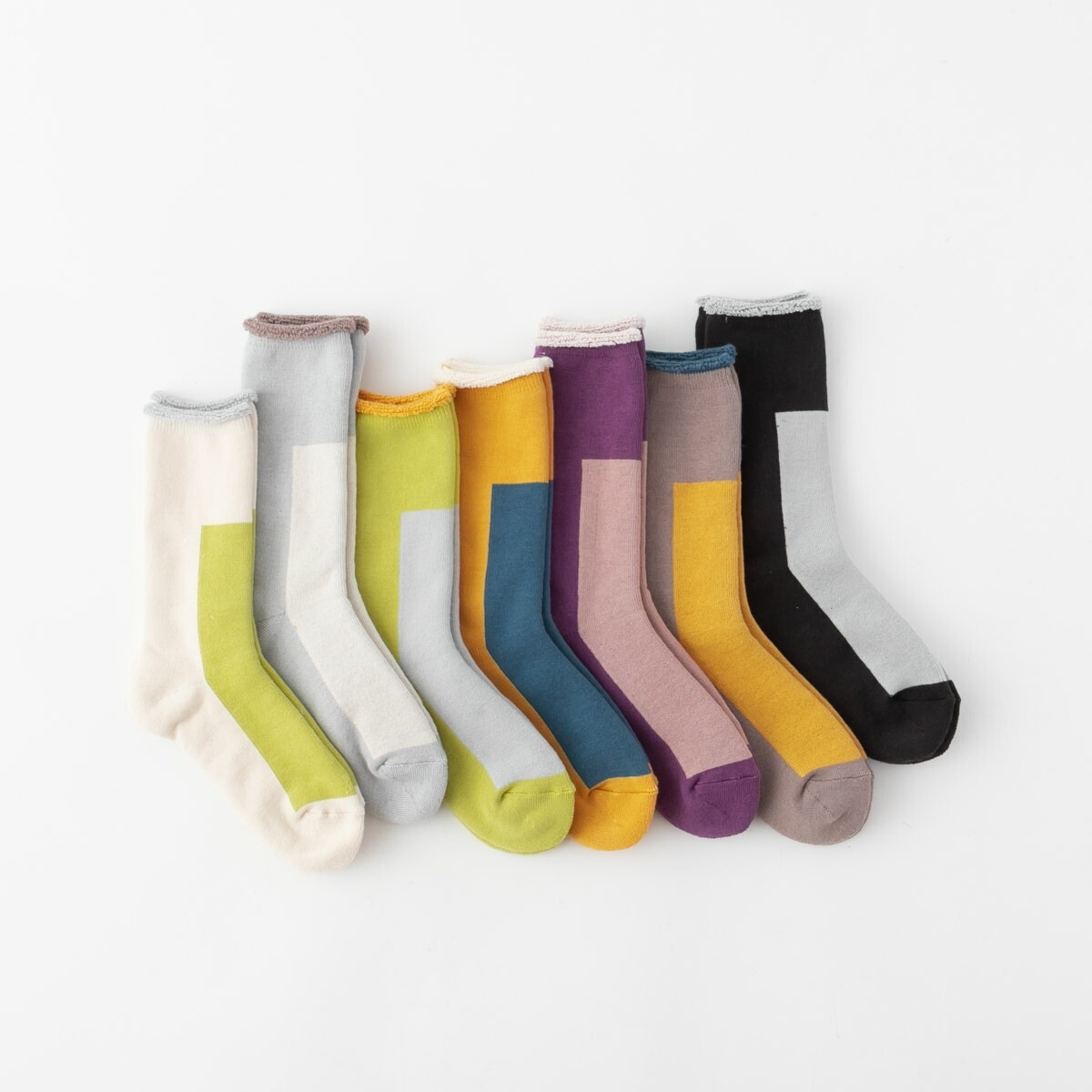 biollne ビオルネ パイル編みライン配色ソックス 7色 321333