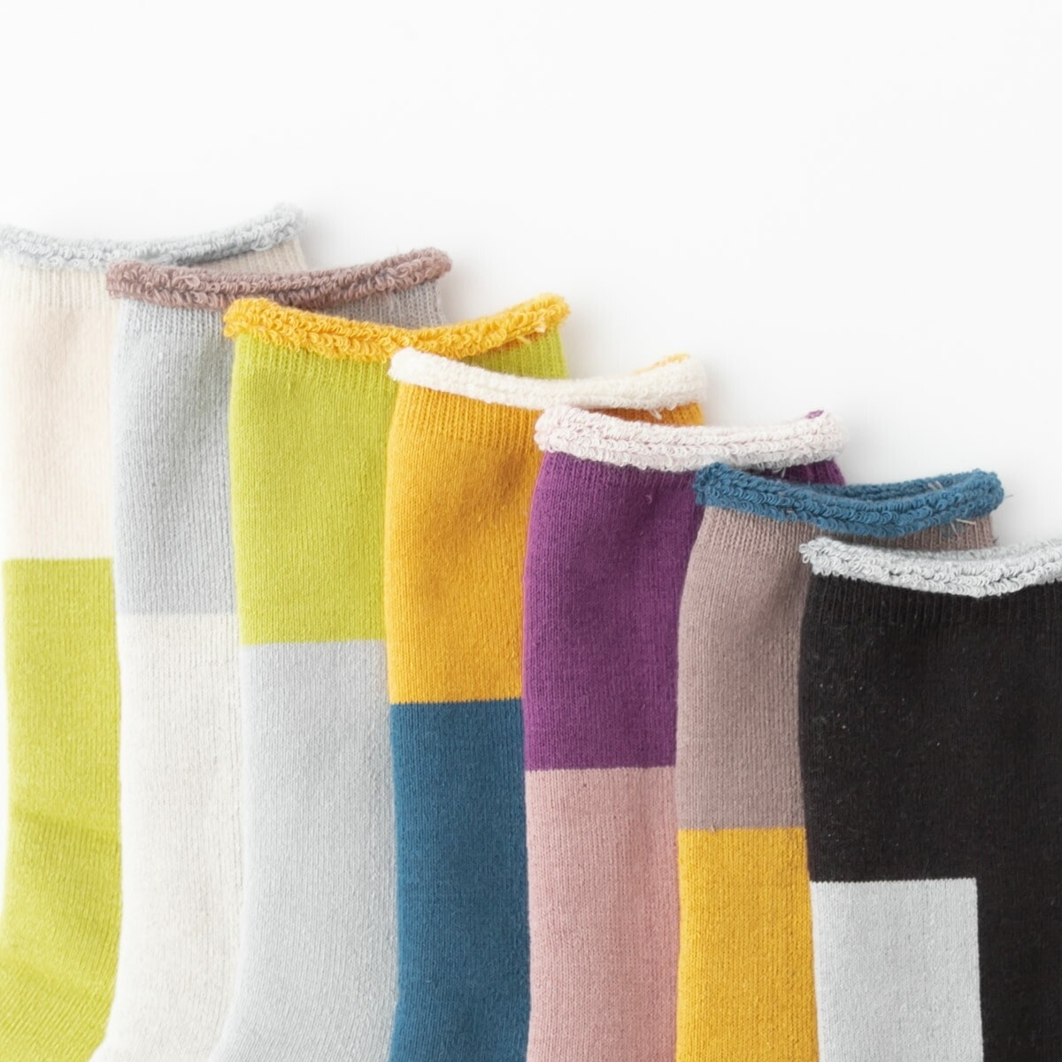 biollne ビオルネ パイル編みライン配色ソックス 7色 321333