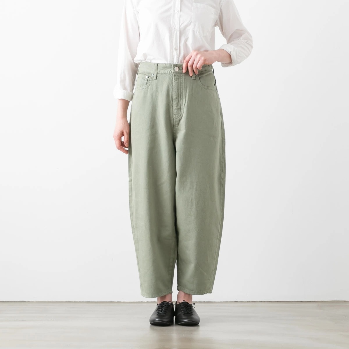 caqu サキュウ Color Linen Barrel Pants カラー コットン リネン バレルパンツ 3色 34221