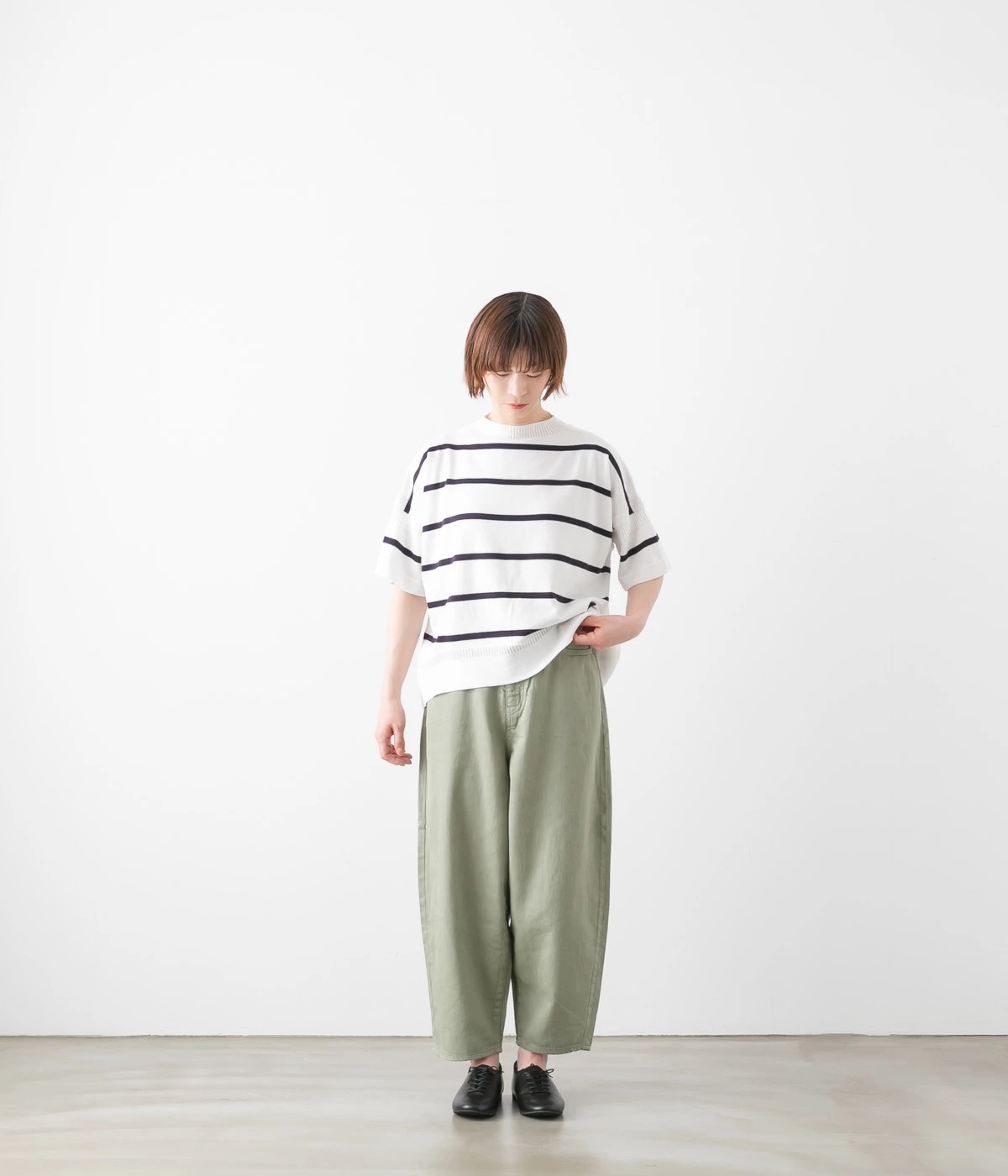 caqu サキュウ Color Linen Barrel Pants カラー コットン リネン バレルパンツ 3色 34221