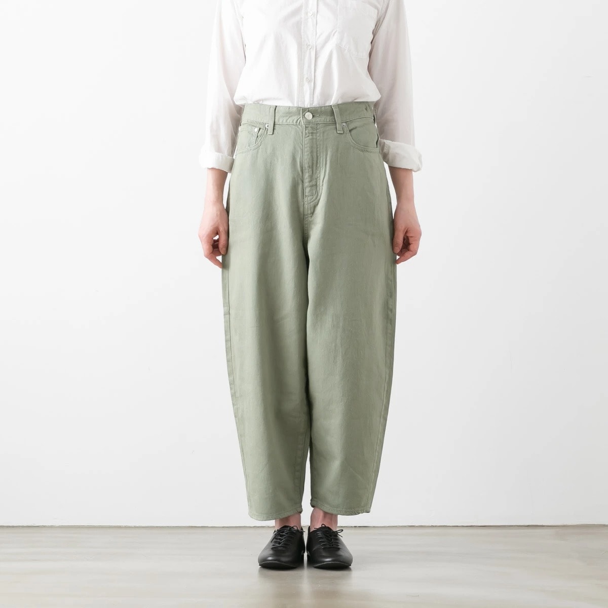 caqu サキュウ Color Linen Barrel Pants カラー コットン リネン バレルパンツ 3色 34221