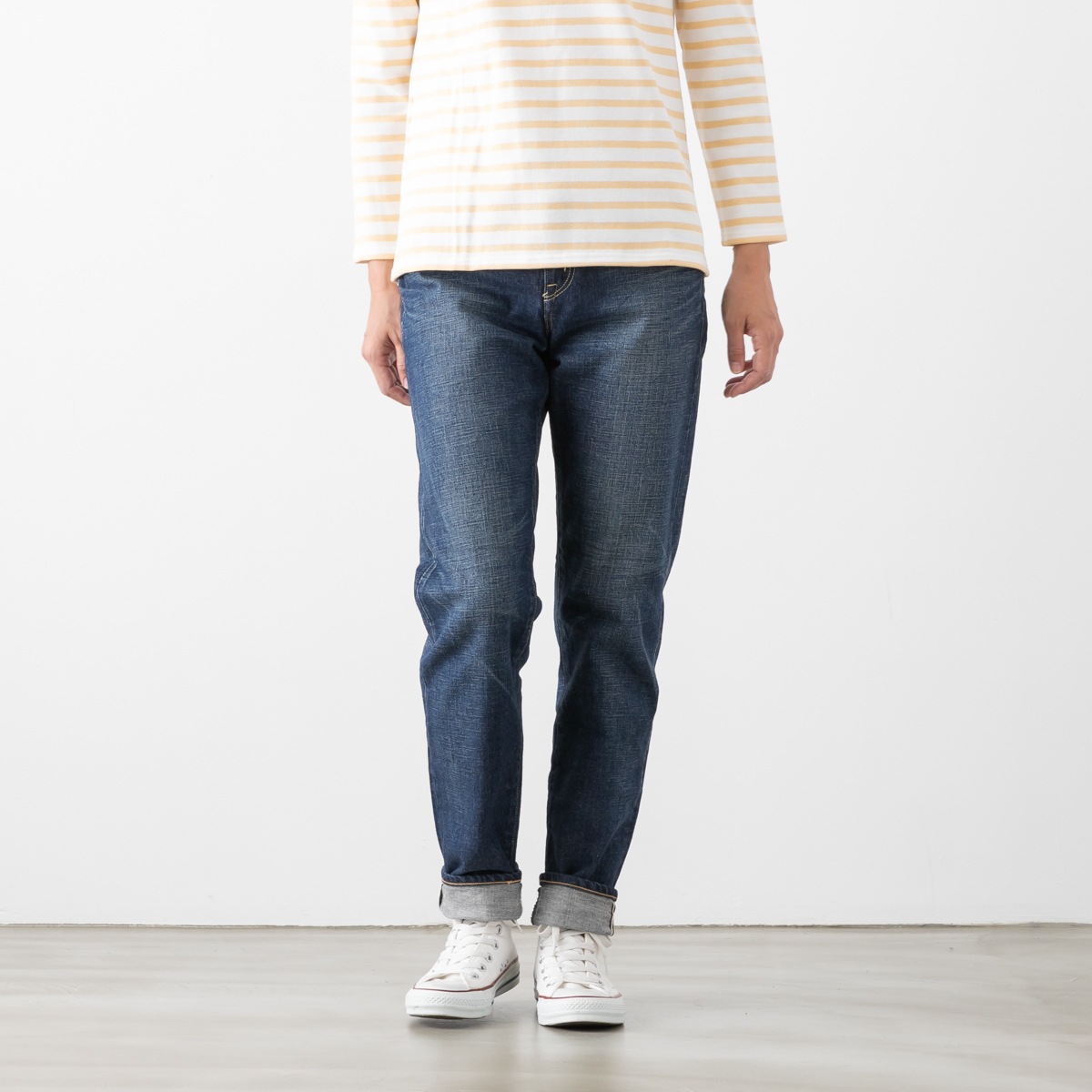 caqu サキュウ モダン テーパード デニム パンツ 04706-12 ユーズド加工