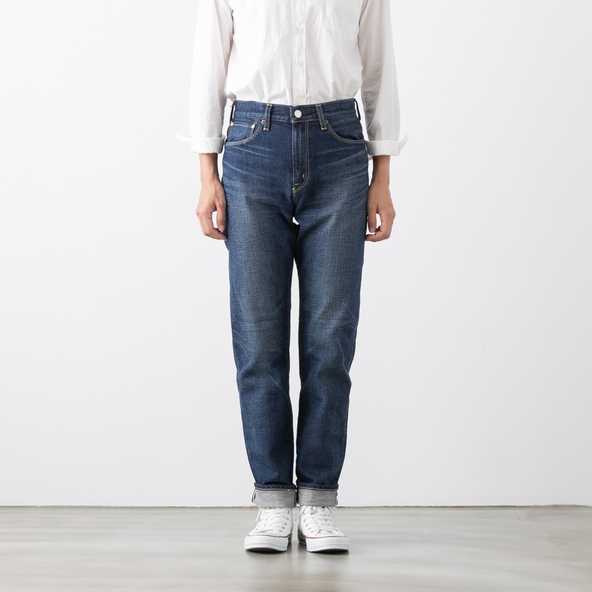 caqu サキュウ モダン テーパード デニム パンツ 04706-12 ユーズド加工