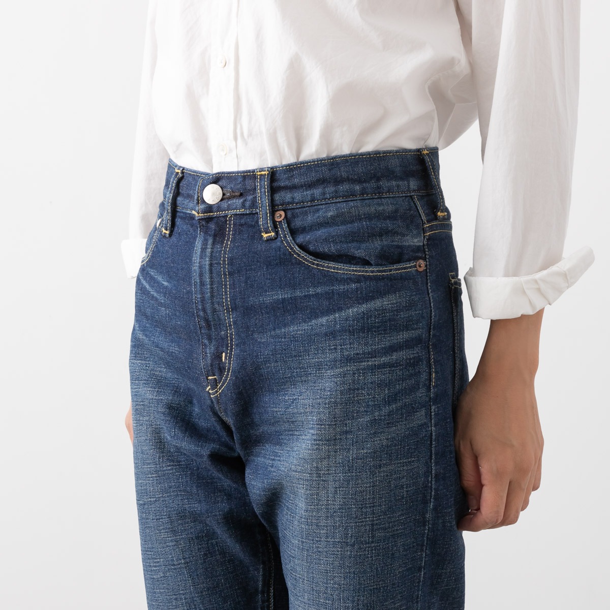 caqu サキュウ モダン テーパード デニム パンツ 04706-12 ユーズド加工