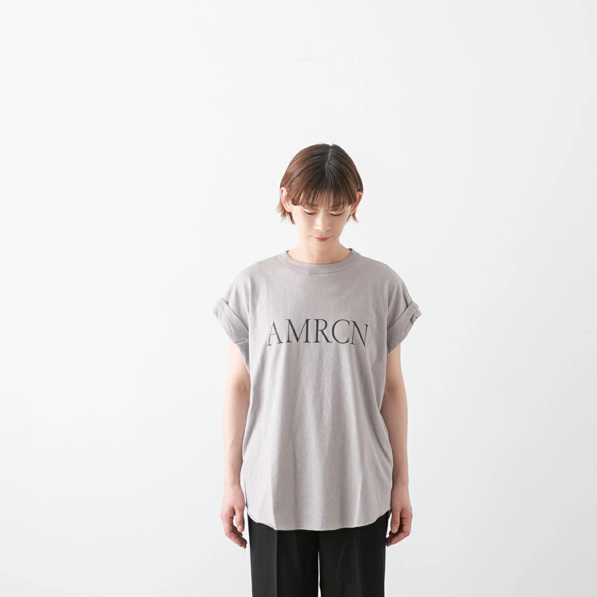 【AMERICANA/アメリカーナ】 LOGO TEE Americana アメリカーナ ロールアップスリーブ ロゴプリント T