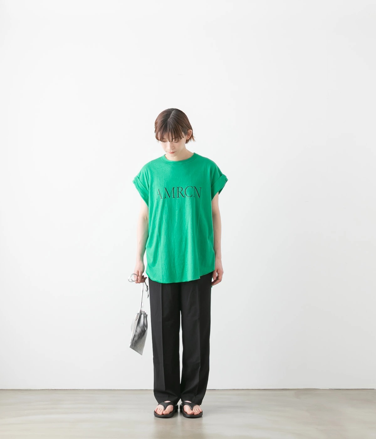 AMERICANA ロールアップスリーブ　ロゴTシャツ Americana アメリカーナ ロールアップスリーブ ロゴプリント T