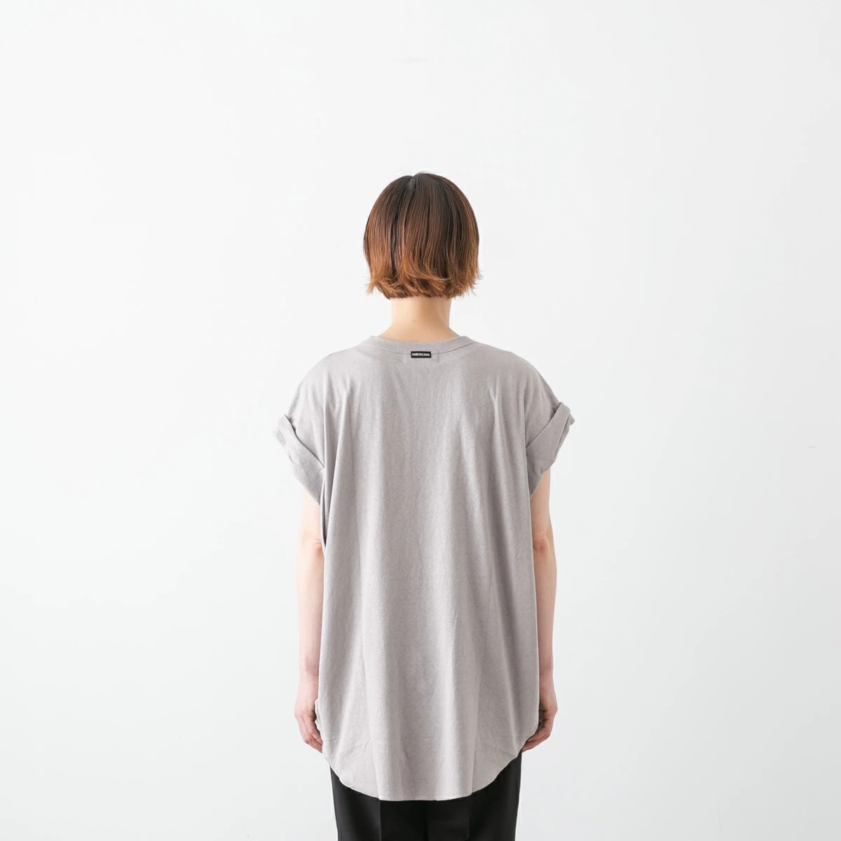 AMERICANA ロールアップロゴTシャツ Americana アメリカーナ ロールアップスリーブ ロゴプリント T