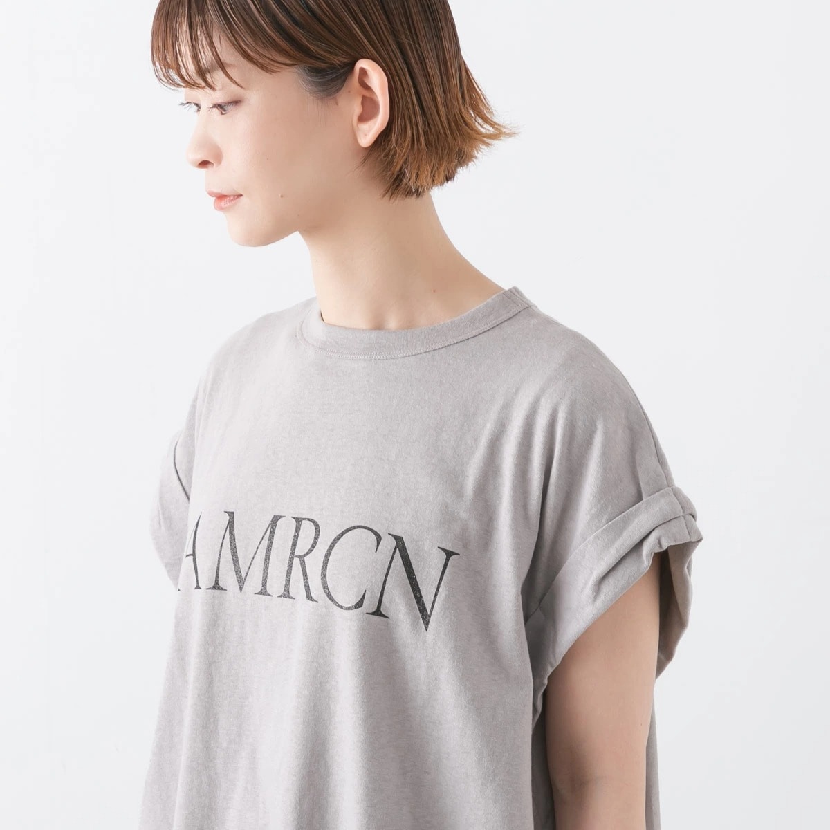 AMERICANA ロールアップロゴTシャツ Americana アメリカーナ ロールアップスリーブ ロゴプリント T