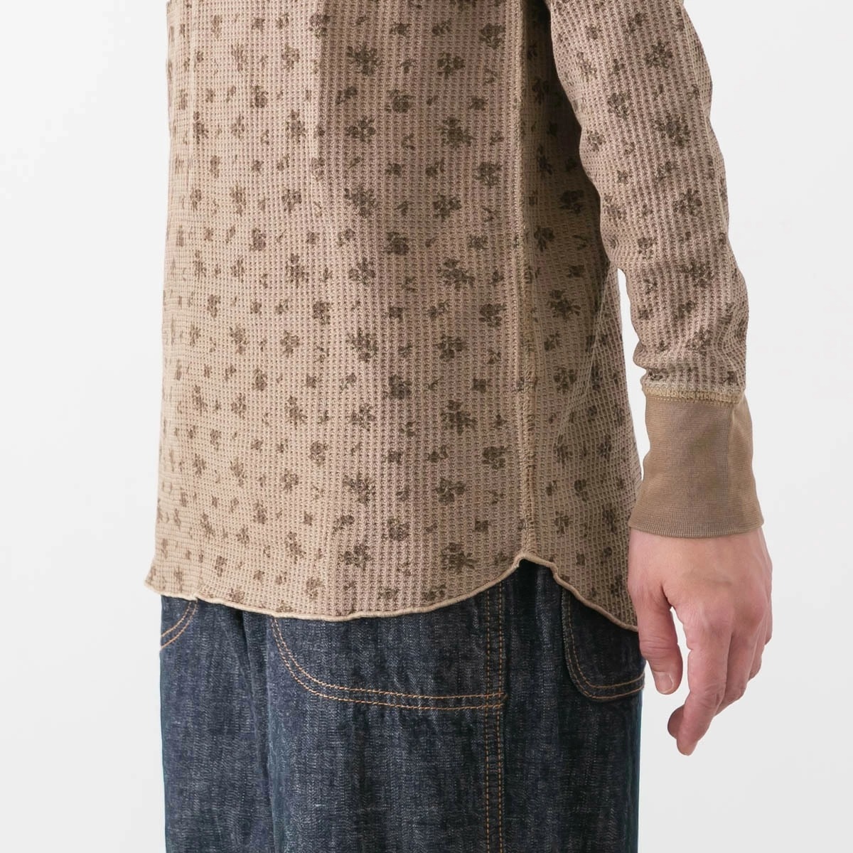 JEMORGAN ジェーイーモーガン WAFFLE OVER DYE RAGLAN L/S TEE ワッフル ラグラン クルーネック 長袖 Tシャツ 後染め 花柄 JE053-19S