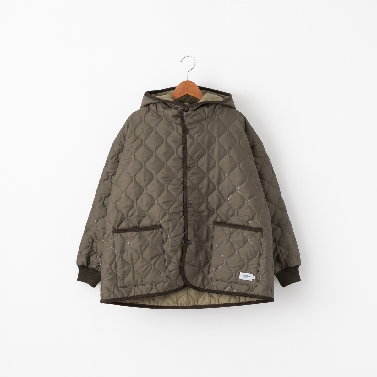 ARMEN アーメン キルティング カフスリブ オーバーサイズド フーデッド ジャケット 5色 NAM2561PP