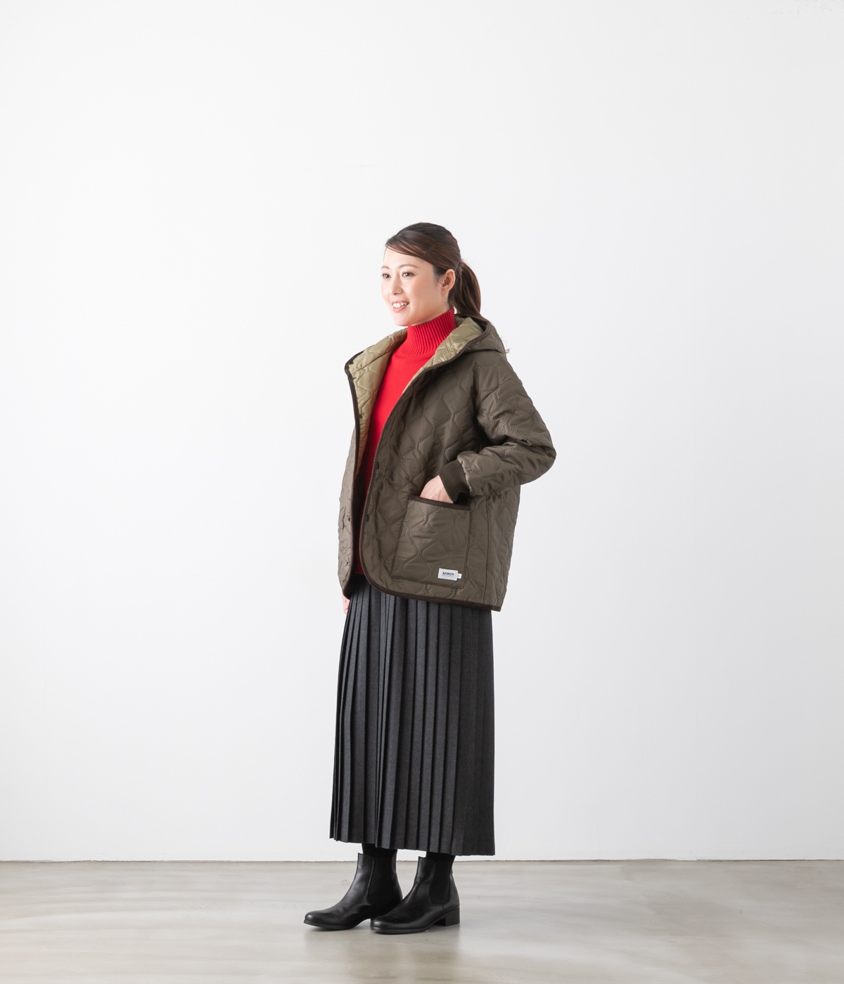 ARMEN アーメン キルティング カフスリブ オーバーサイズド フーデッド ジャケット 5色 NAM2561PP