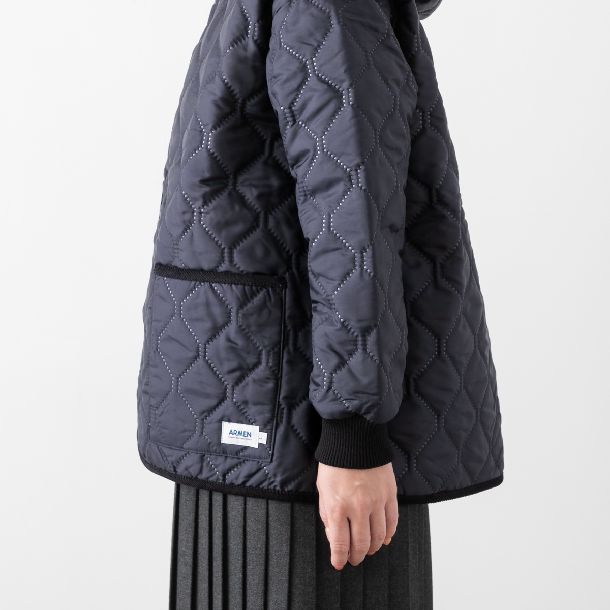 ARMEN アーメン キルティング カフスリブ オーバーサイズド フーデッド ジャケット 5色 NAM2561PP