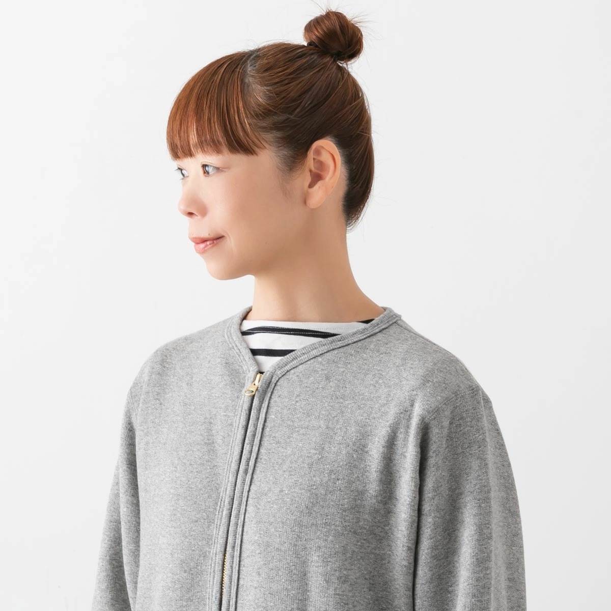 harmonie アルモニ 30/10 ヴィンテージ 裏毛 ノーカラー ダブルジップ カーディガン 4色 62590585