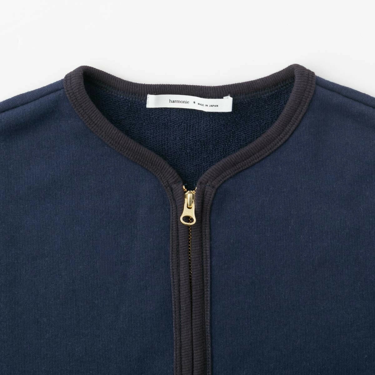 harmonie アルモニ 30/10 ヴィンテージ 裏毛 ノーカラー ダブルジップ カーディガン 4色 62590585