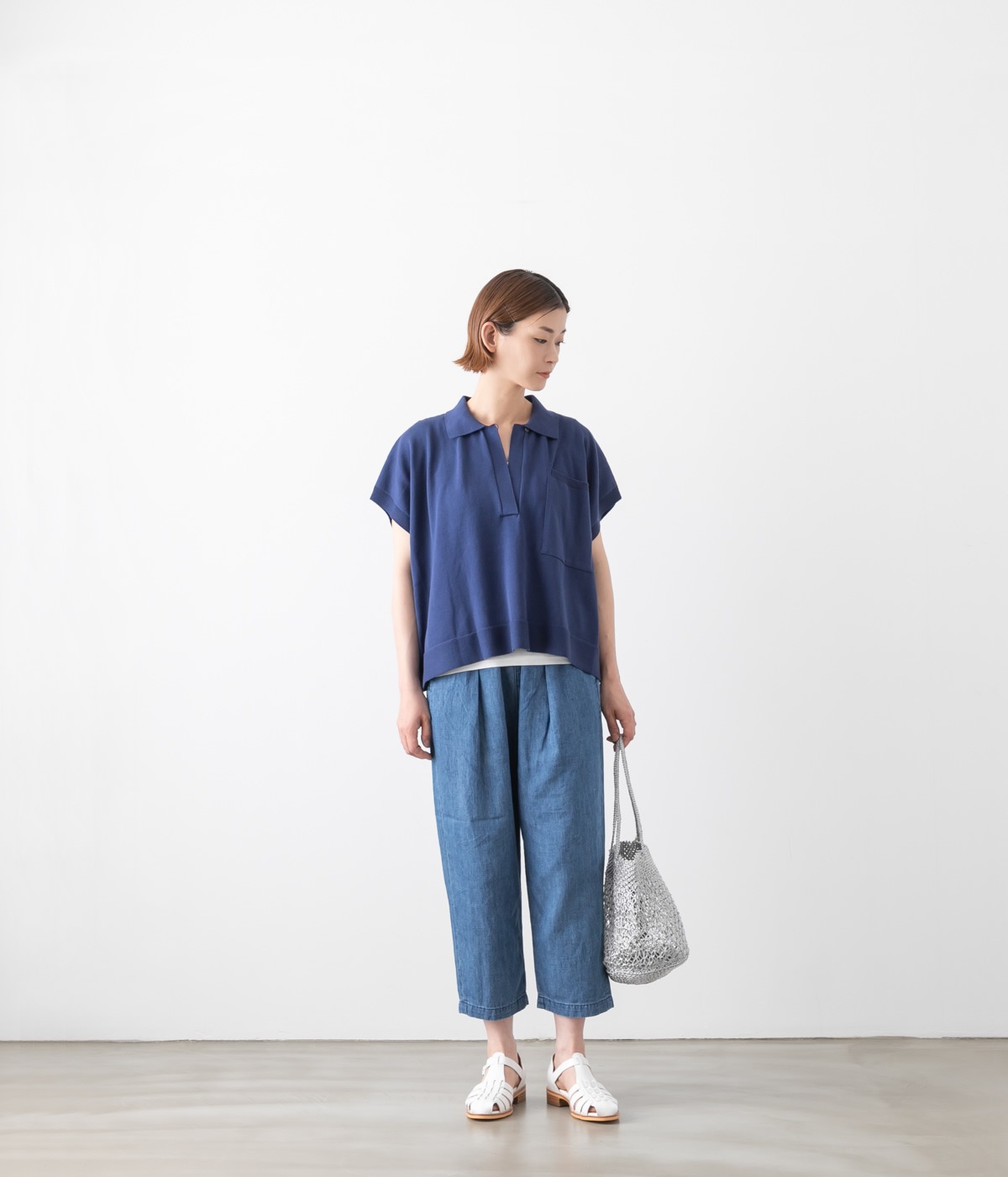 caqu サキュウ リネン 麻 綿 クロップド テーパード パンツ 26229 