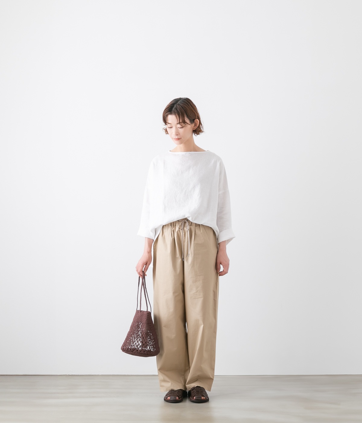 TRAVAIL MANUEL トラバイユ マニュアル タイディリネン ボートネック Tブラウス 3色 3010-51