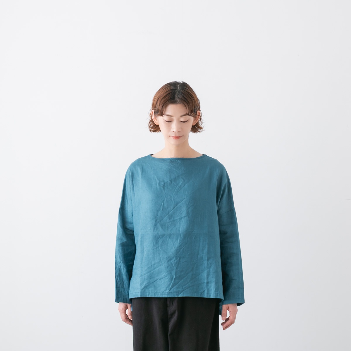 TRAVAIL MANUEL トラバイユ マニュアル タイディリネン ボートネック Tブラウス 3色 3010-51