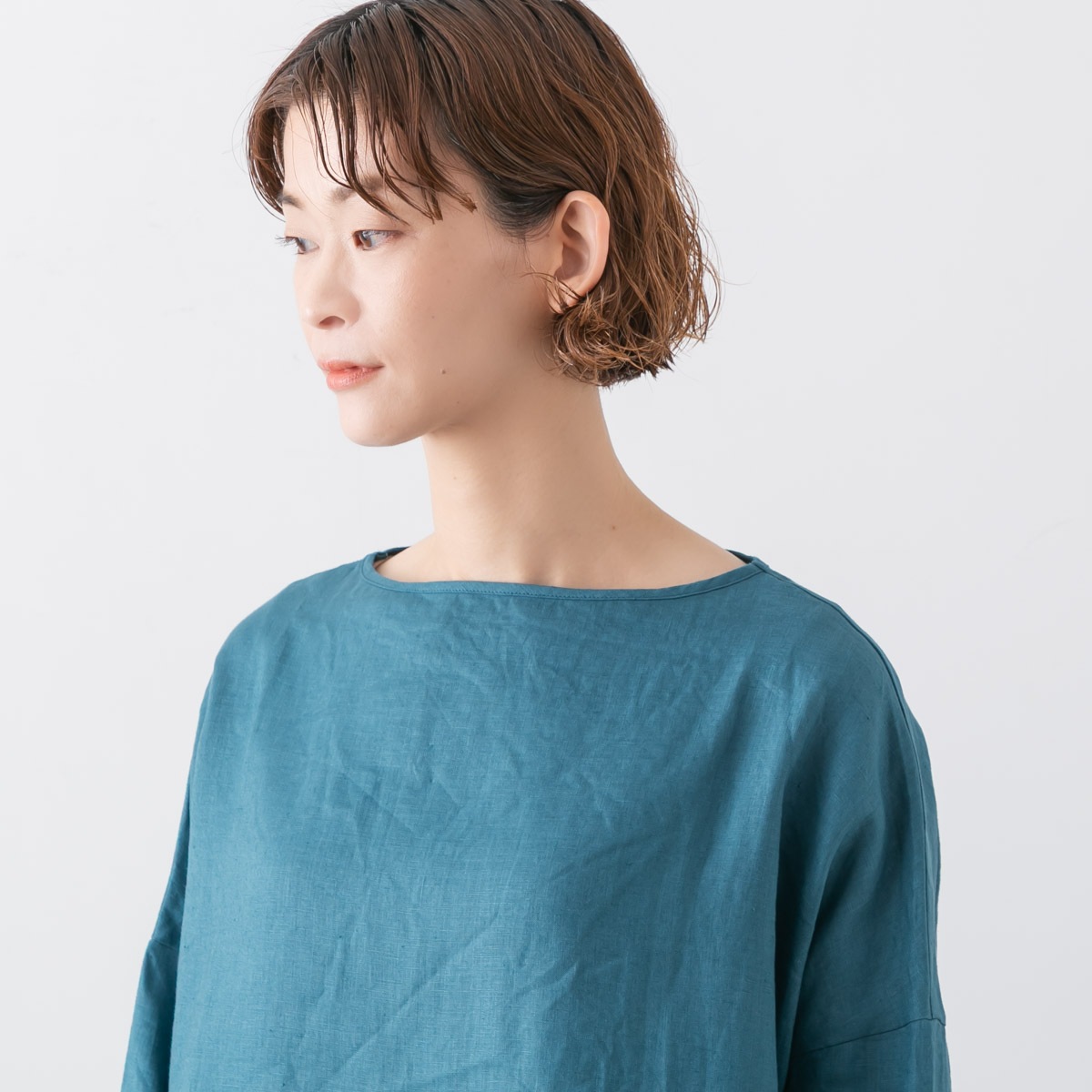 TRAVAIL MANUEL トラバイユ マニュアル タイディリネン ボートネック Tブラウス 3色 3010-51