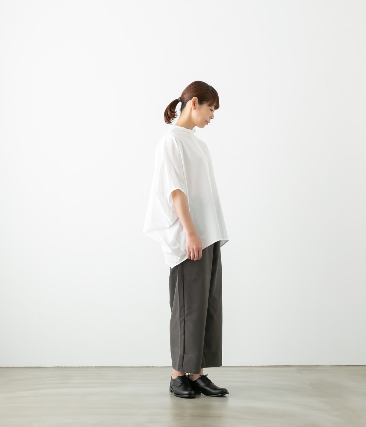 mizuiro ind ミズイロインド バンドカラー コクーンシャツ 1-230036