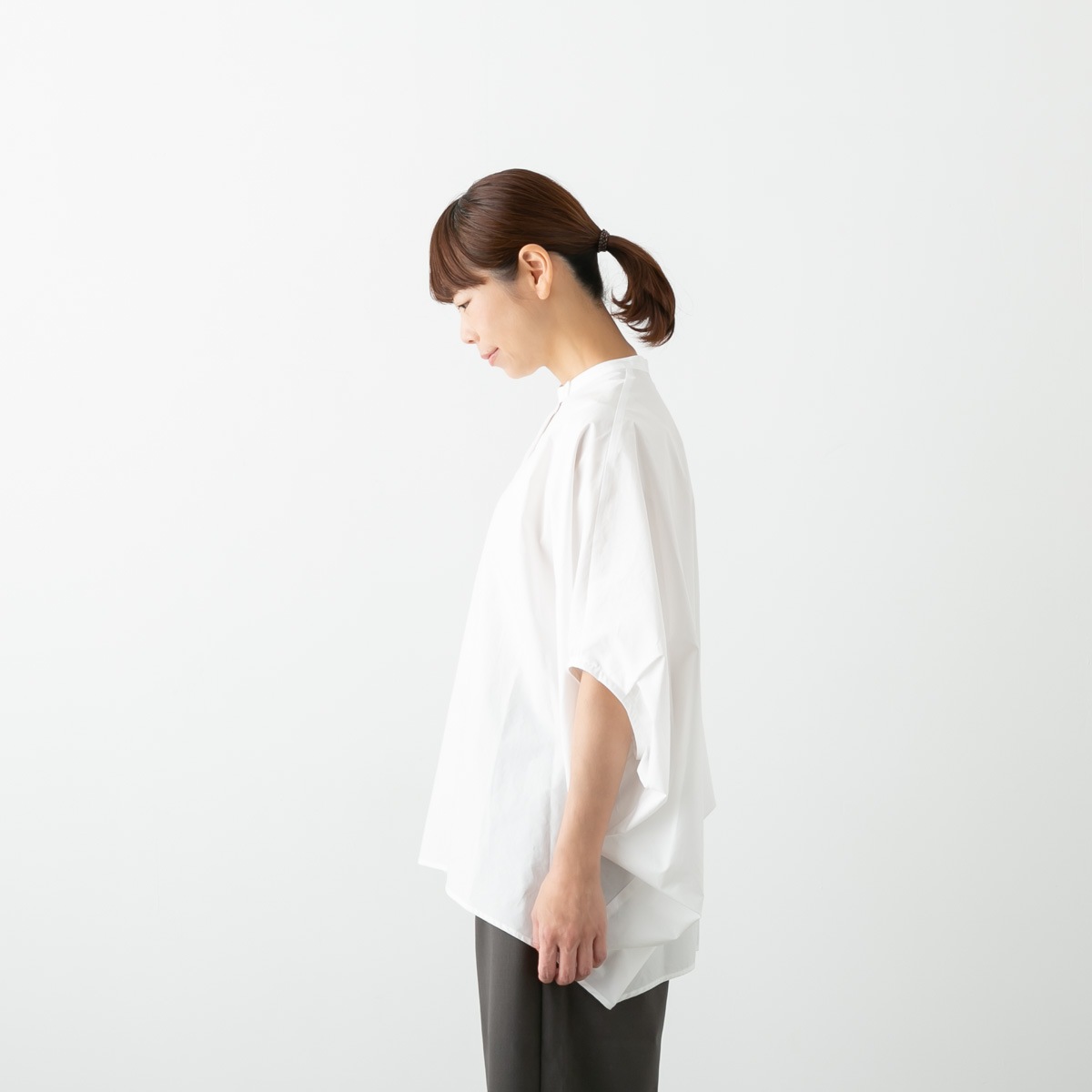 mizuiro ind ミズイロインド バンドカラー コクーンシャツ 1-230036