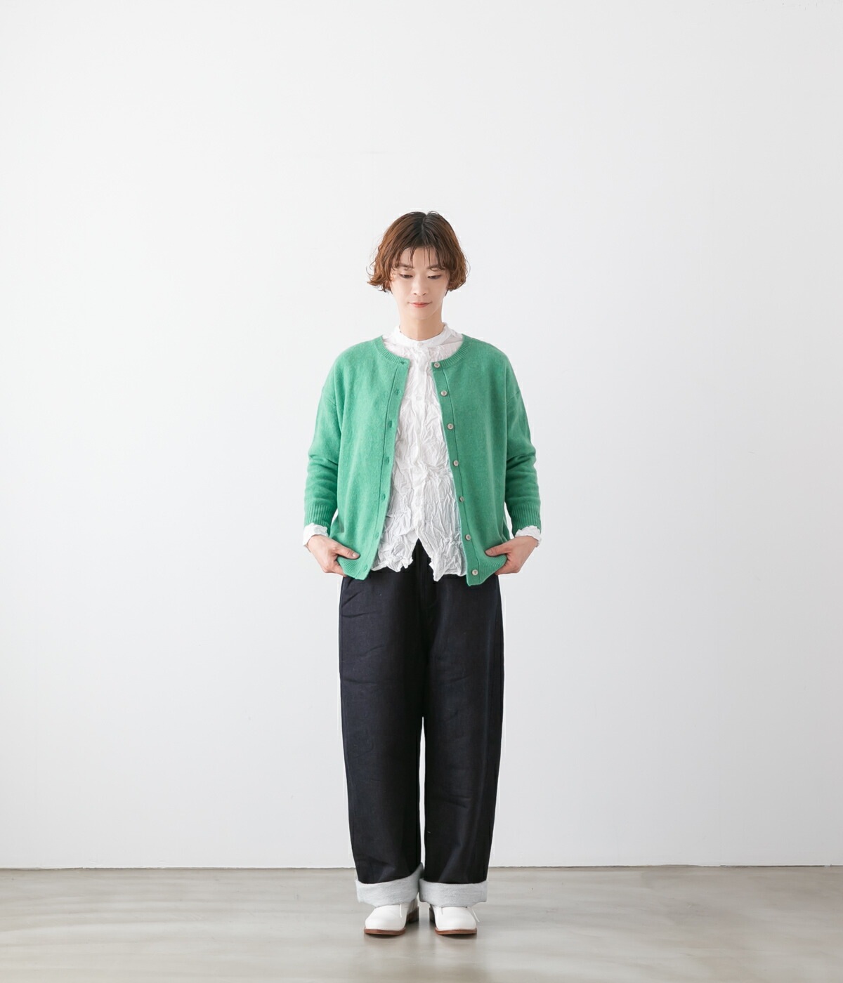 STAMP AND DIARY - 『STAMP AND DIA』ラムズウール 2way ポケット付き カーディガン ウォッシャブルウールニット 2wayカーディガン | 長袖 - STAMPS