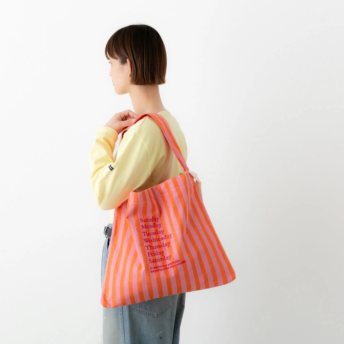 beej ビージ Stripe fabric OS bag ストライプ ファブリック ワンショルダー バッグ 4色 PWMI-IT-018