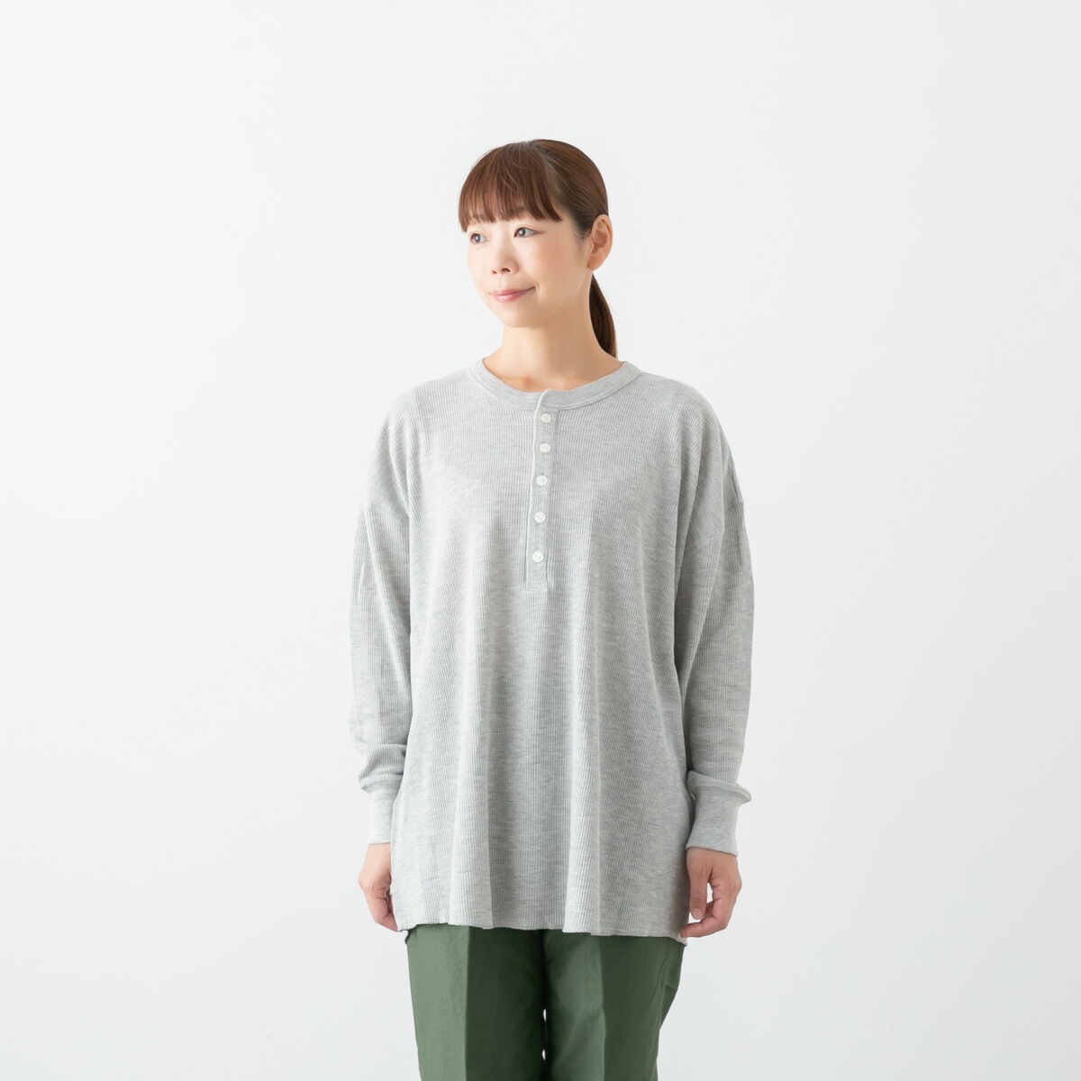 Hanes ヘインズ ワッフル ヘンリーネック ロングスリーブTシャツ 4色 HW4-A502