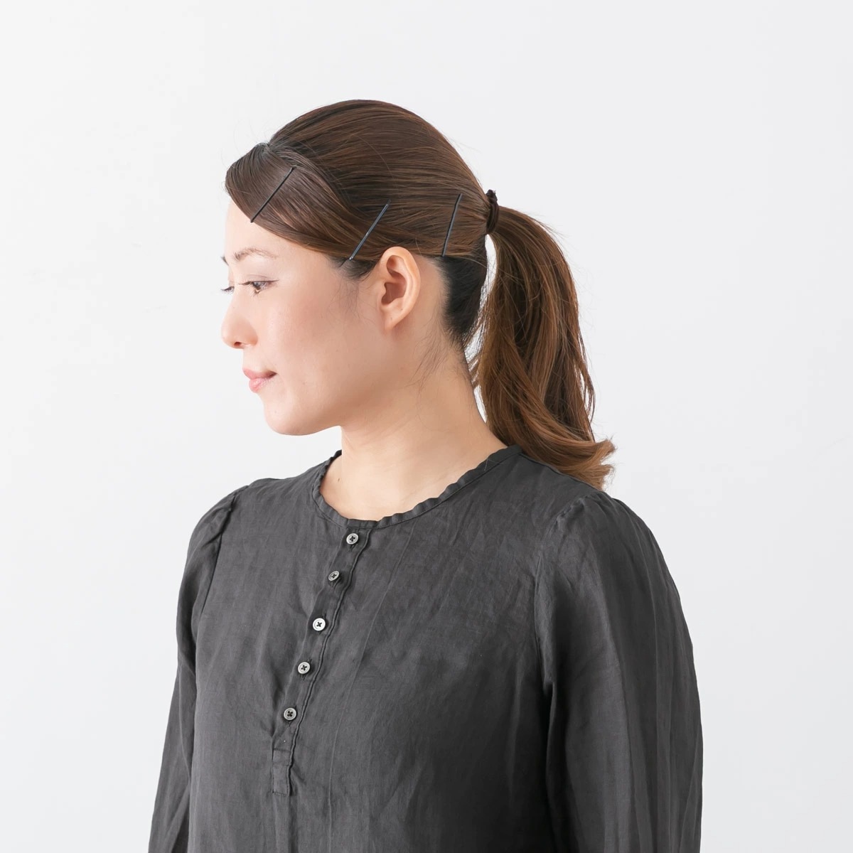 MANON マノン オーバーダイ ラミー ヘンリーネック ブラウス 3色 MNN-SH-282