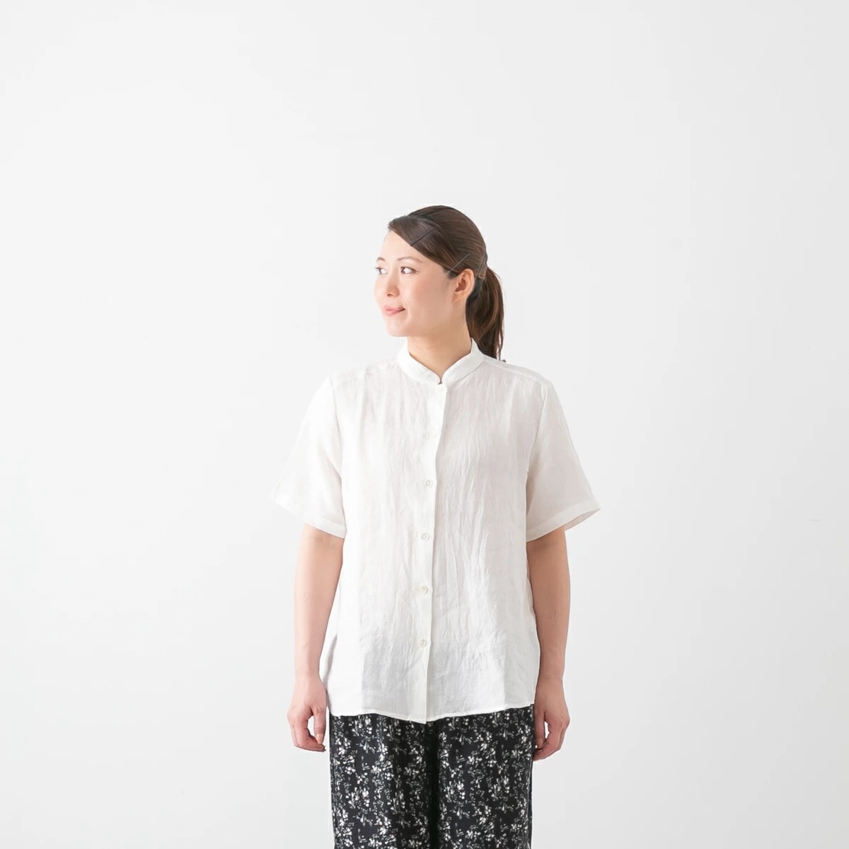 SARAHWEAR サラウェア Belgium Linen Stand Collar Shirt ベルギーリネン スタンドカラー シャツ 2色 C53012