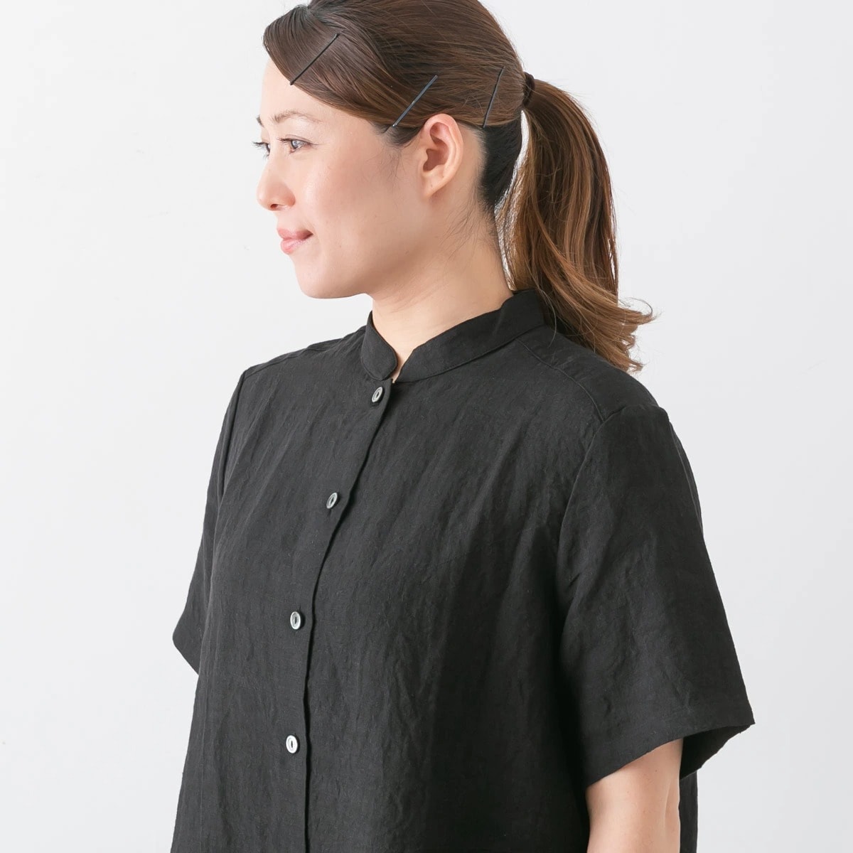 SARAHWEAR サラウェア Belgium Linen Stand Collar Shirt ベルギーリネン スタンドカラー シャツ 2色 C53012