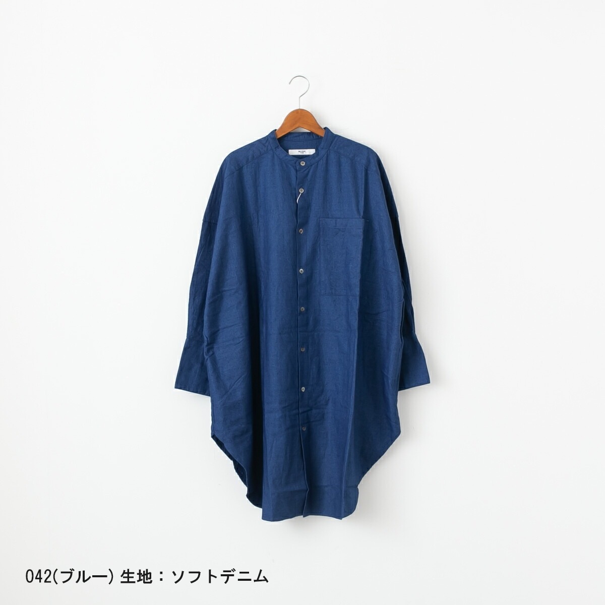 UNIVERSAL TISSU ユニヴァーサルティシュ ブロード/ソフトデニム 長袖 ロングシャツ 3色 UT220SH027