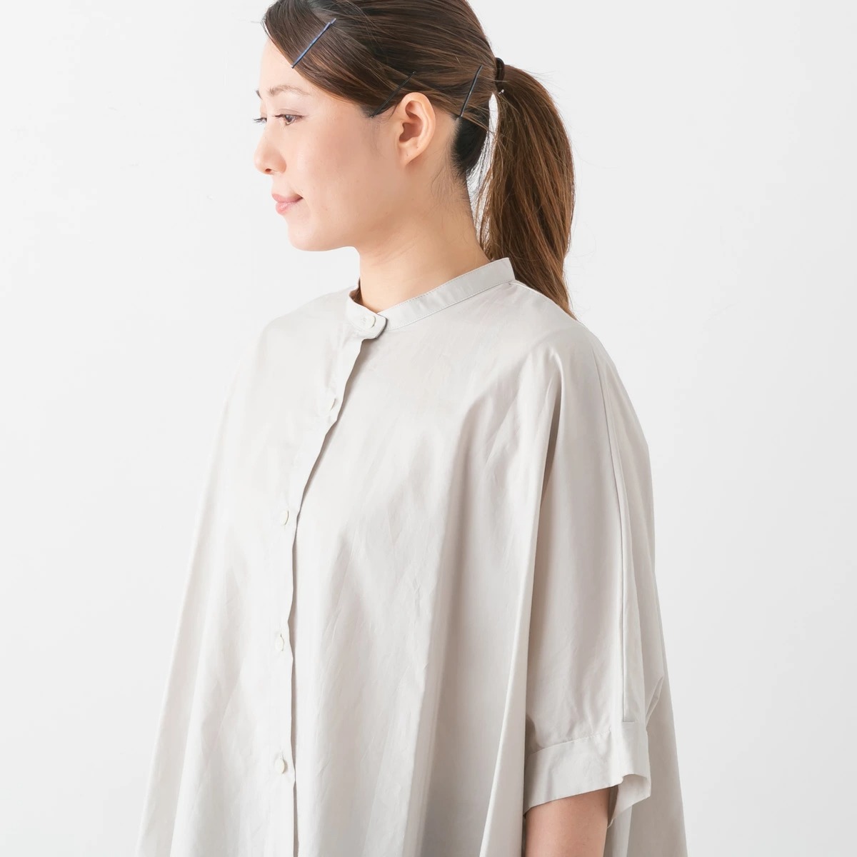 mizuiro ind ミズイロインド スタンドカラー ワイドシャツ 5色 2-230084