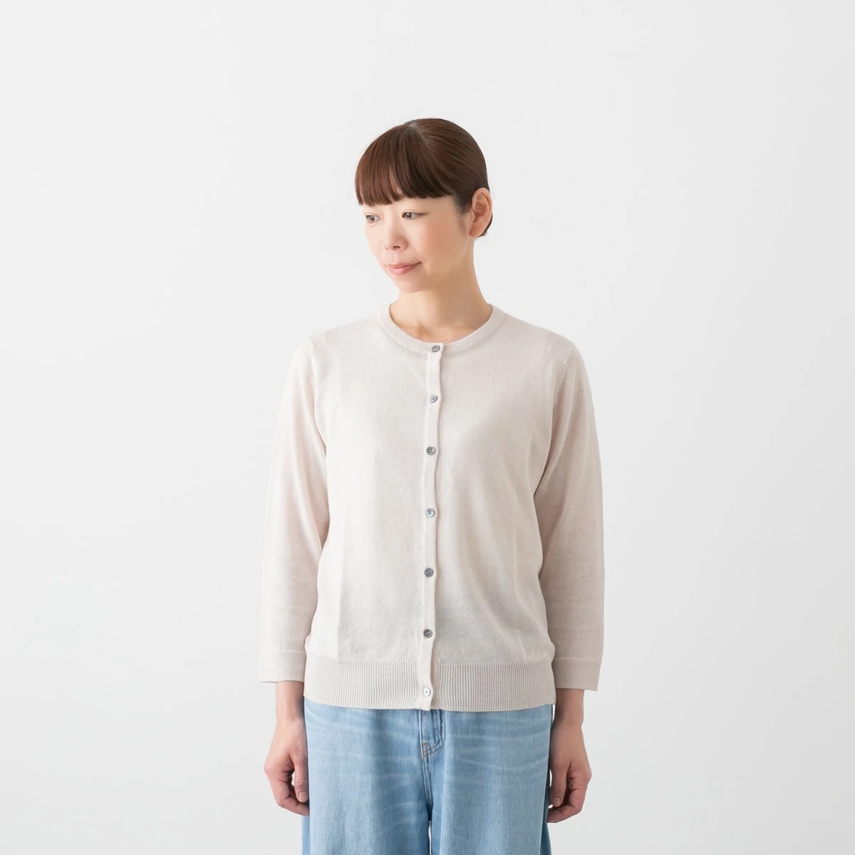 maomade マオメイド UVカット リネン クルーネック カーディガン 10色