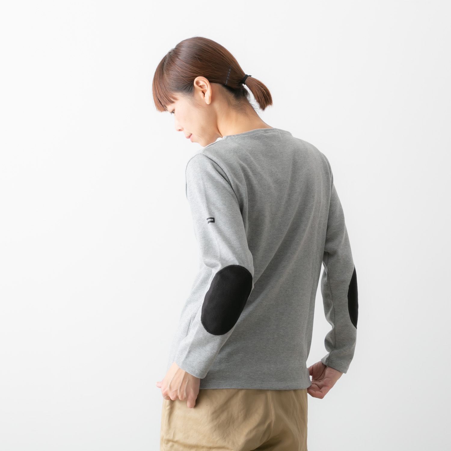 SAINT JAMES セントジェームス OUESSANT ウエッソン 長袖 無地 エルボーパッチ付き　ボートネックカットソー 13JC OUES.COUD.U