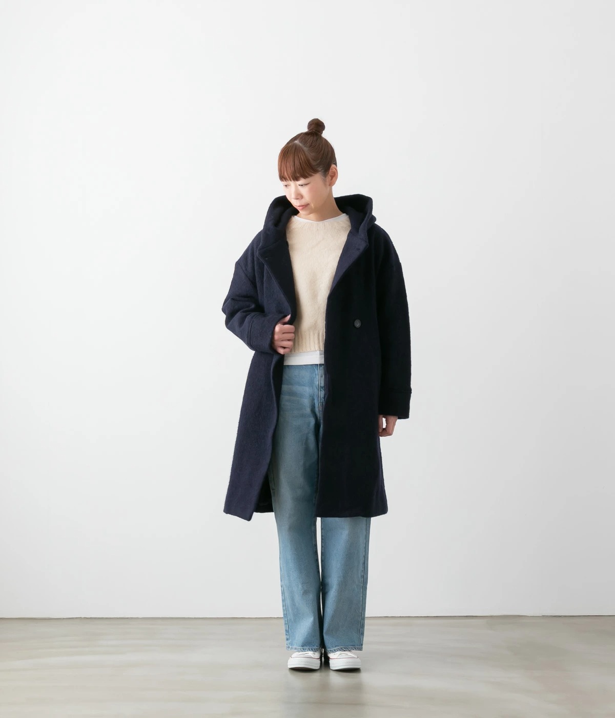 maomade マオメイド 圧縮ウール ダブルボタン ロング丈コート 4色 541128