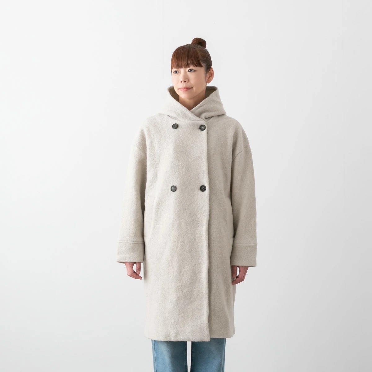 maomade マオメイド 圧縮ウール ダブルボタン ロング丈コート 4色 541128