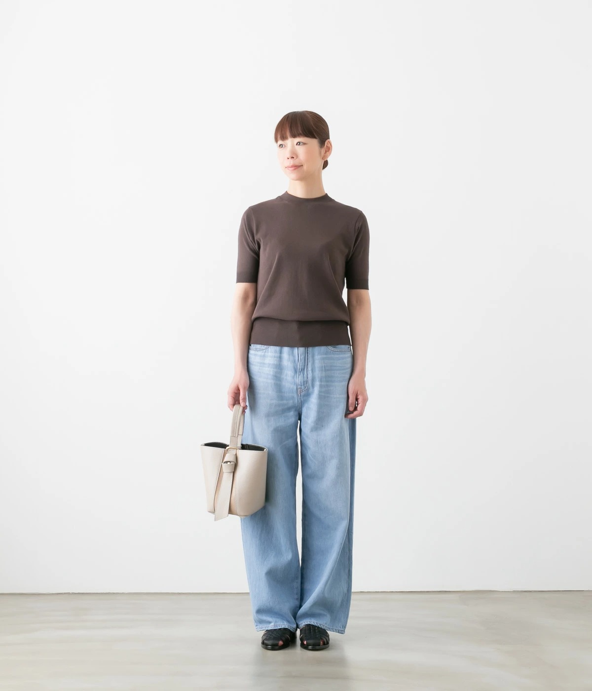 caqu サキュウ リネン サギング ワイド パンツ linen sagging wide 2色 34240