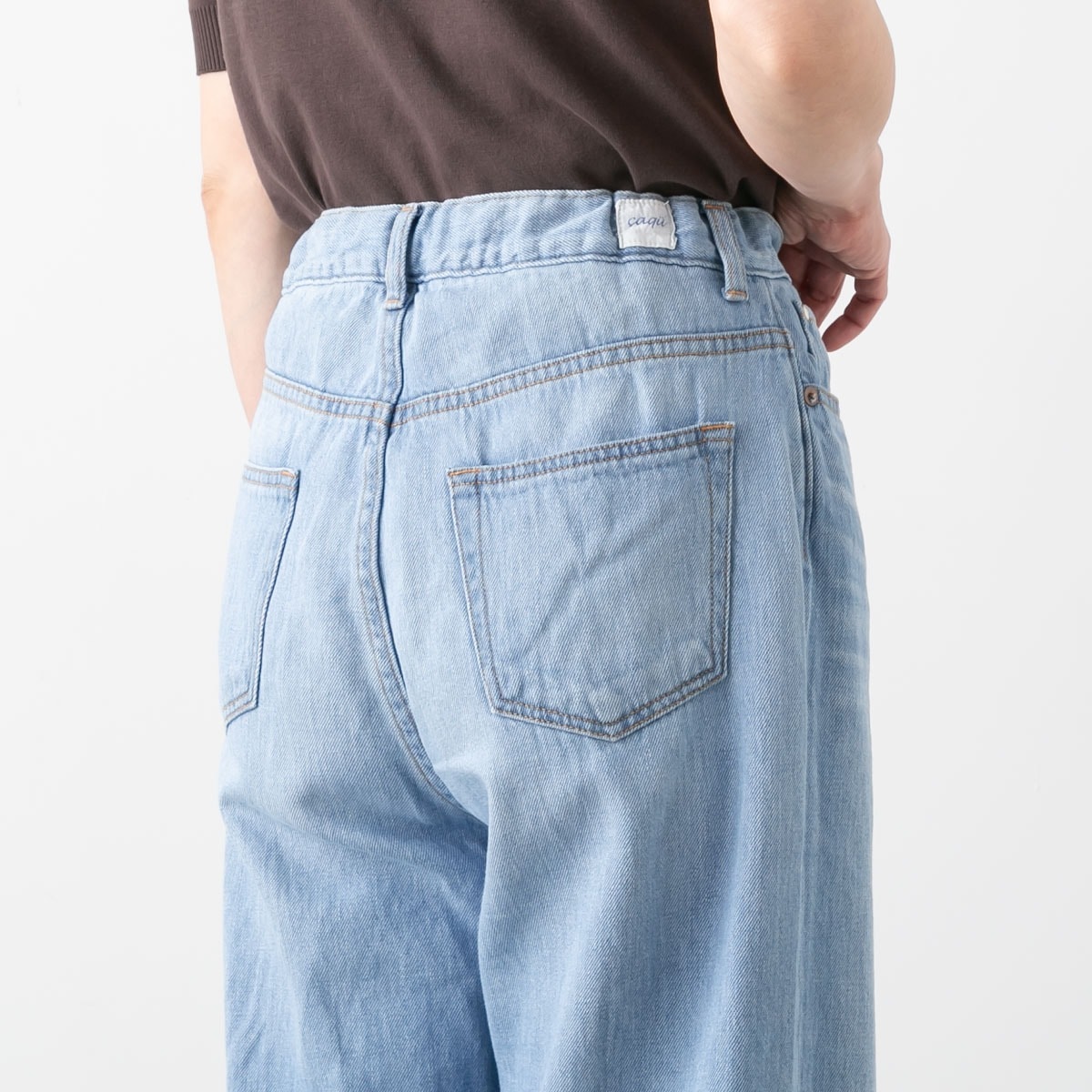 caqu サキュウ リネン サギング ワイド パンツ linen sagging wide 2色 34240
