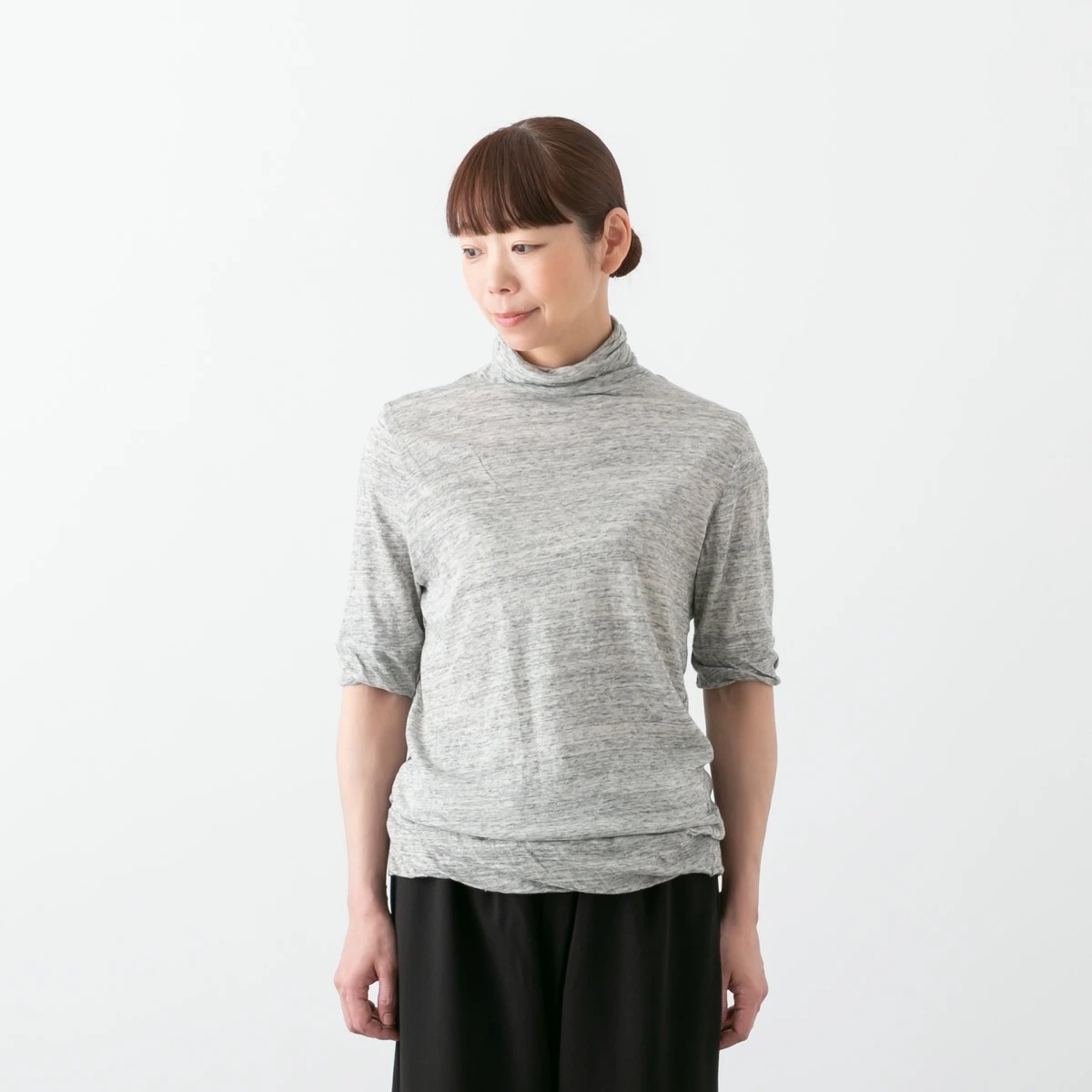 harmonie アルモニ ウォッシャブルガーゼ天竺 5分袖タートル 3色 62560075