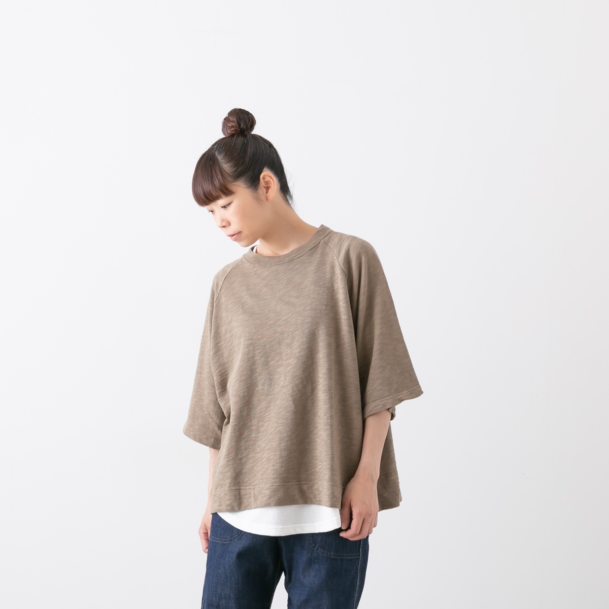 harmonieアルモニ オーガニックコットン ふんわり天竺 裾ラウンド ロング丈 タンクトップ 82040175