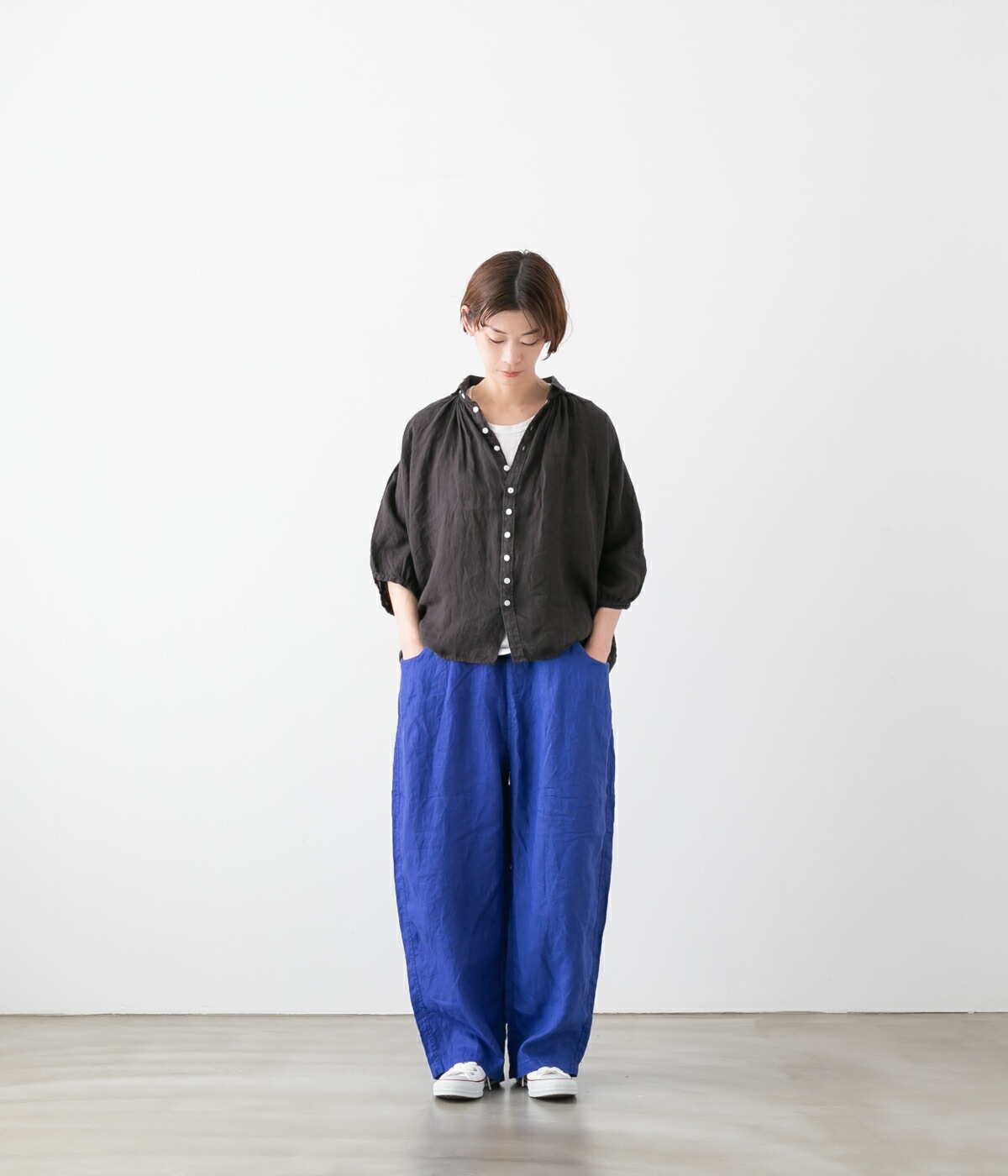 NARU ナル 40 フレンチリネン ノッポパンツ 5色 654860BE