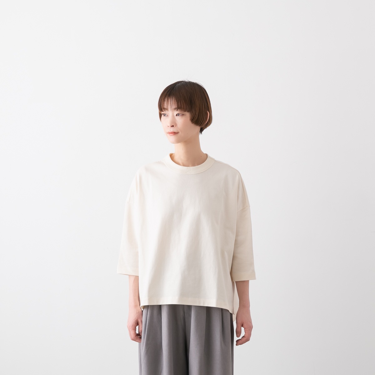 TRAVAIL MANUEL トラバイユ マニュアル 度詰 天竺 7分袖 プルオーバー 6色 2009-51