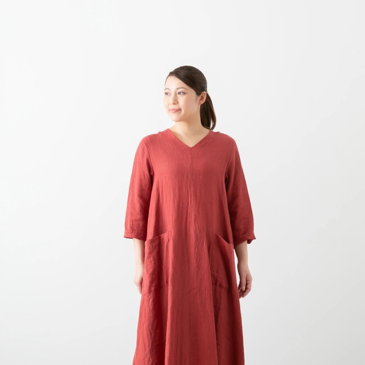 SARAHWEAR サラウェア Belgium Linen V neck Flared Dress ベルギーリネン Vネック フレアドレス 5色 C71272