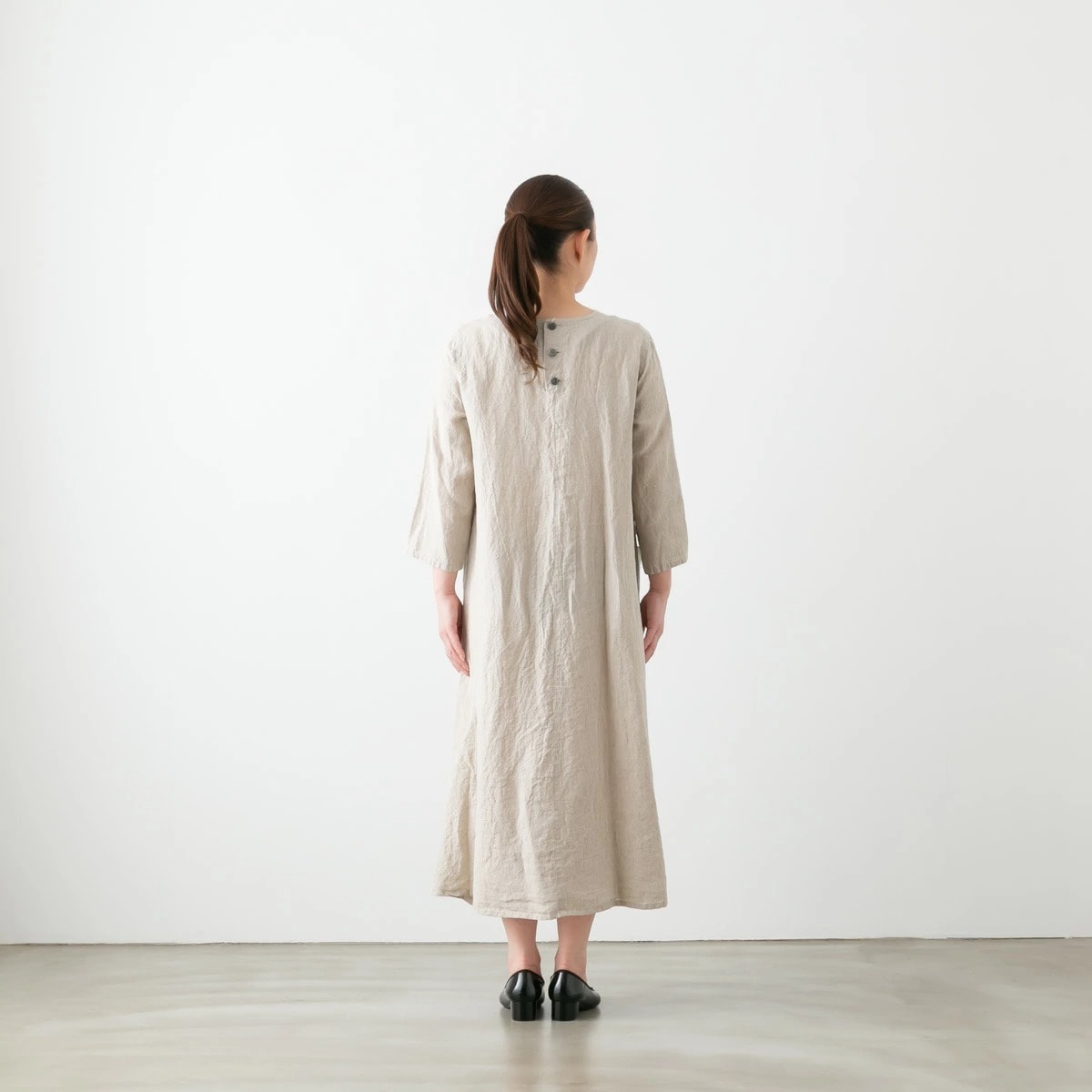 SARAHWEAR サラウェア Belgium Linen V neck Flared Dress ベルギーリネン Vネック フレアドレス 5色 C71272