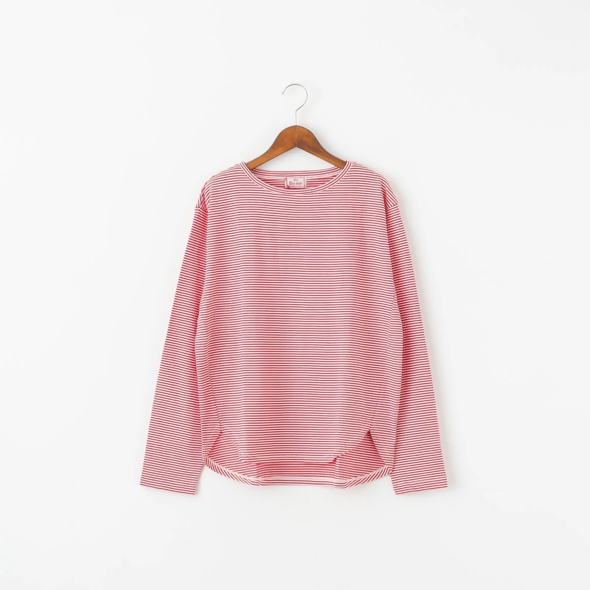 maomade マオメイド 細細 ボーダー ラウンドヘム TEE 長袖 カットソー 5色 641201B