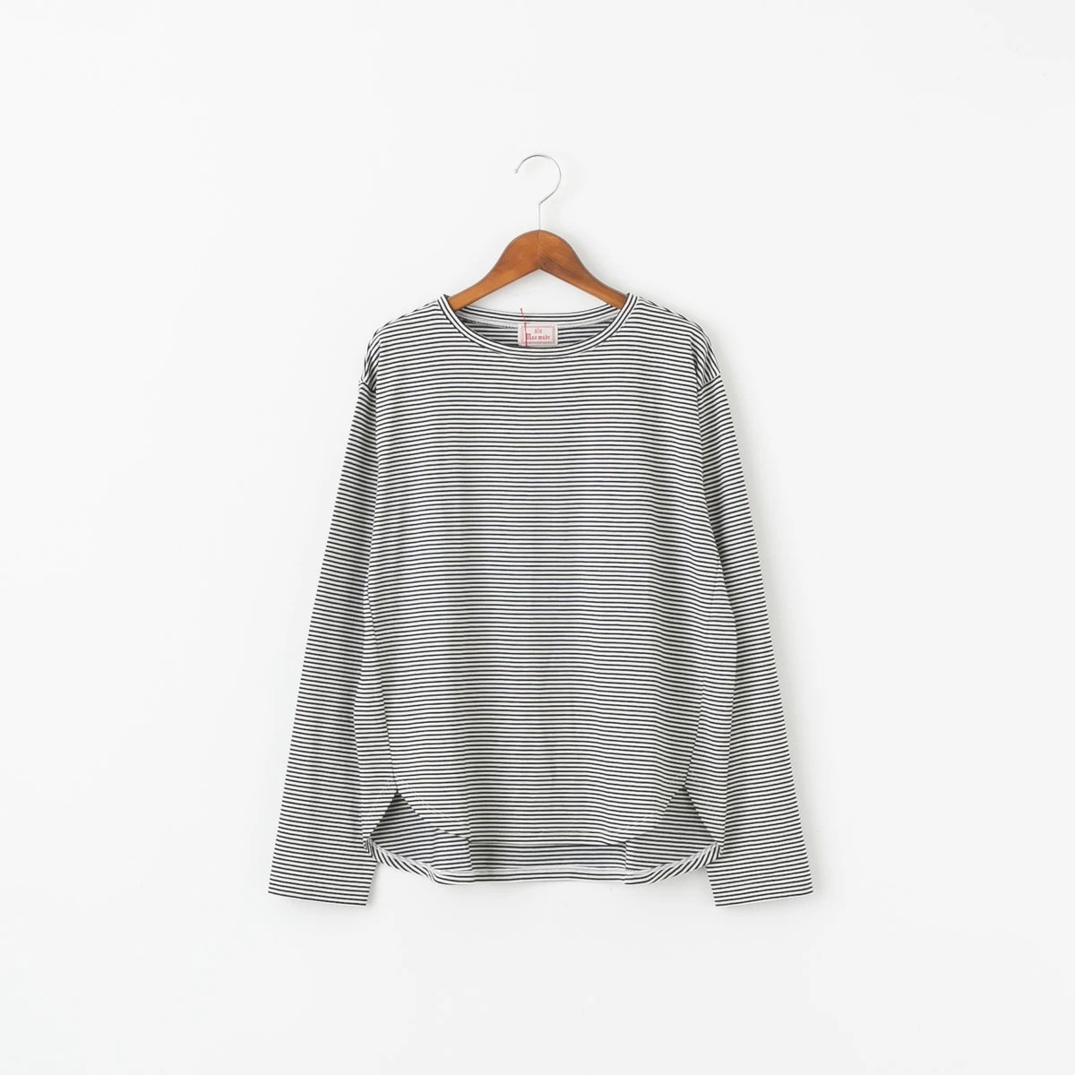 maomade マオメイド 細細 ボーダー ラウンドヘム TEE 長袖 カットソー 5色 641201B