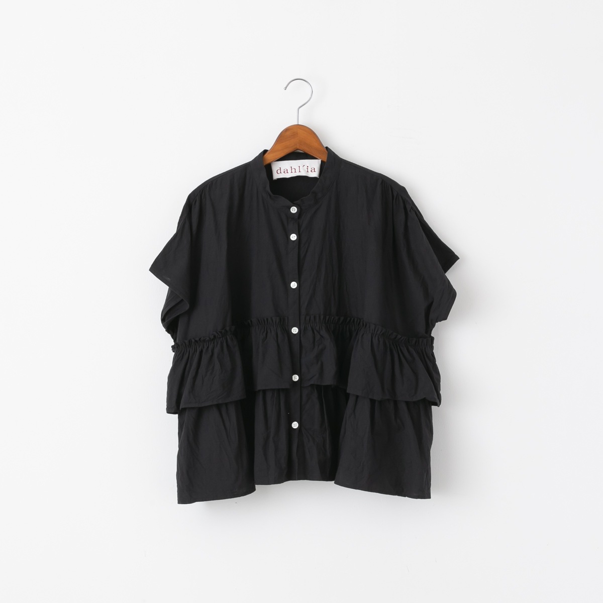 dahl'ia ダリア コットン フリル 半袖 ブラウス 2色 DBL-324FC
