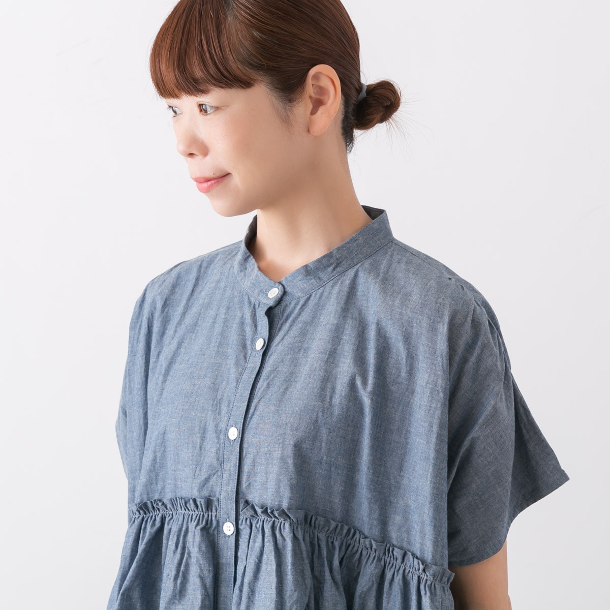 dahl'ia ダリア コットン フリル 半袖 ブラウス 2色 DBL-324FC