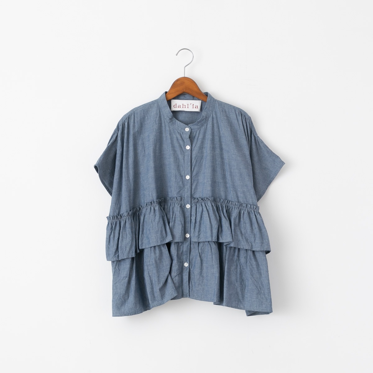 dahl'ia ダリア コットン フリル 半袖 ブラウス 2色 DBL-324FC