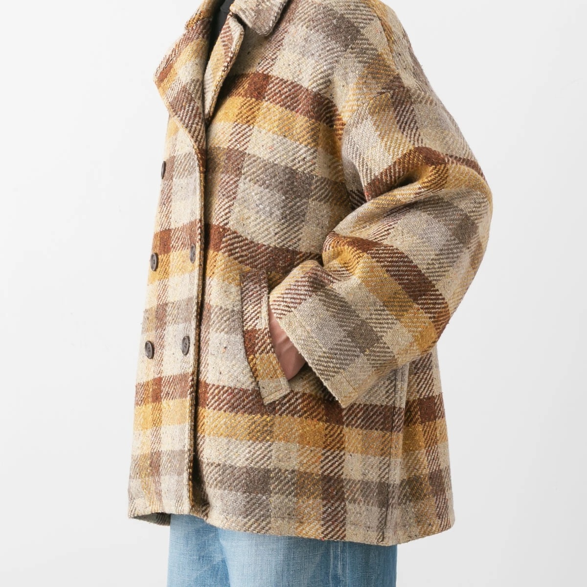 ARMEN アーメン WOOL CHECK OVERSIZED PEACOAT WITH LINING ウール チェック オーバーサイズ ピーコート PNAM2352C